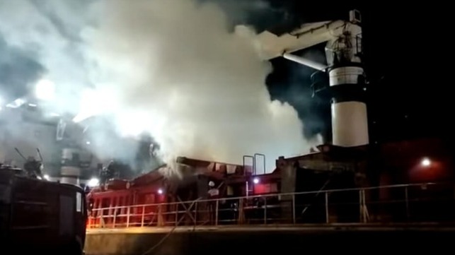 fire aboard a cargo ship in Crotia 