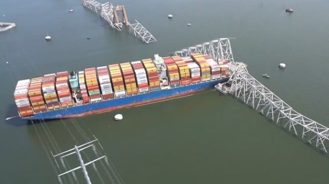 containers trapped in Baltimore