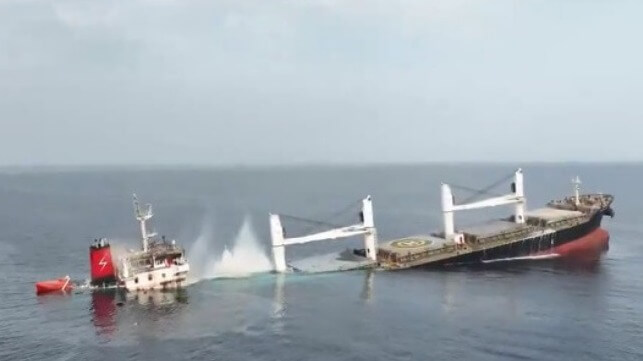 sinking ship after Houthi attack