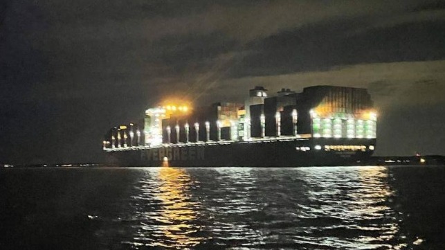 Containership aaground in Chesapeake Bay near Baltimore