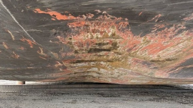 NTSB: ATB Grounding Caused by Failure to Spot a Charted Rock Hull damage from rock impact