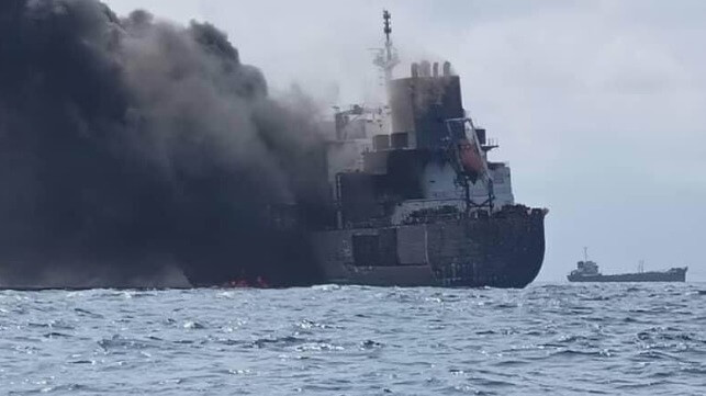 tanker fire collision