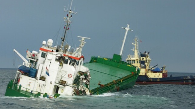 Video: Cargo Ship in North Sea Collision Towed to Danish Port tow damage ship to port after collision