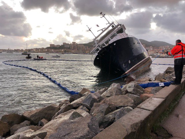 Photos: Storm Drives Buoy Tender Aground in Ajaccio, Corsica