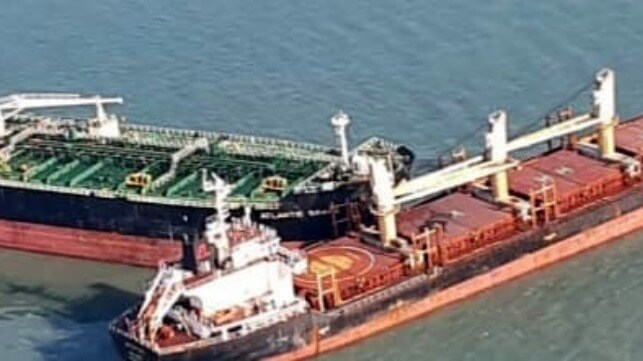 tanker strikes bulker off the coast of India