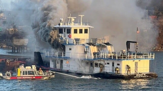 Fire on Johnny M towboat