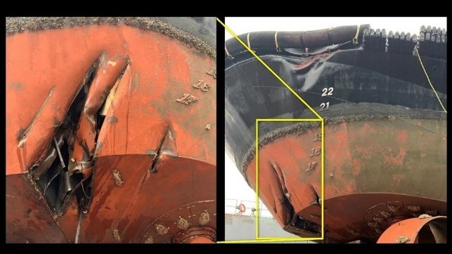 Damage to the Mark E. Kuebler (NTSB)