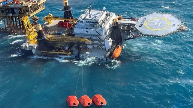 The lift boat Robert tilted over, 2022 (NTSB)