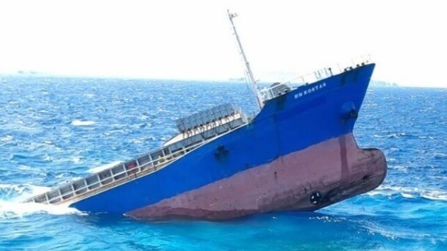 Cargo ship sinking off Crete