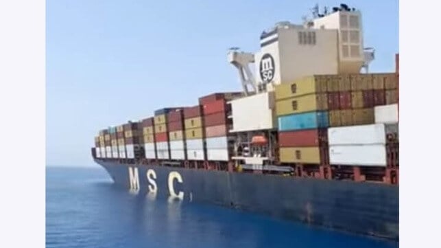grounded containership