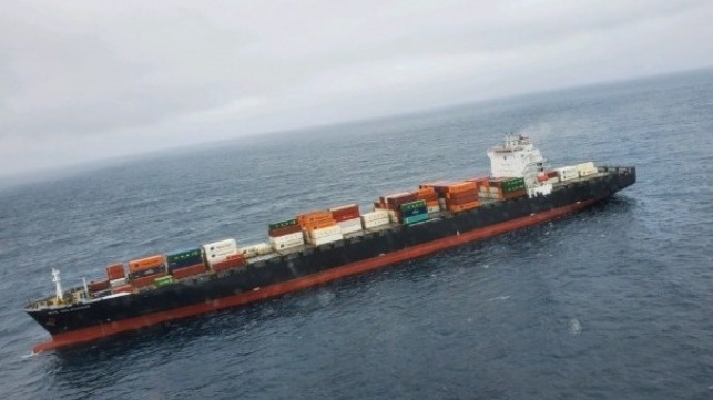 fire aboard a containership off California