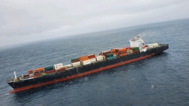 fire aboard a containership off California