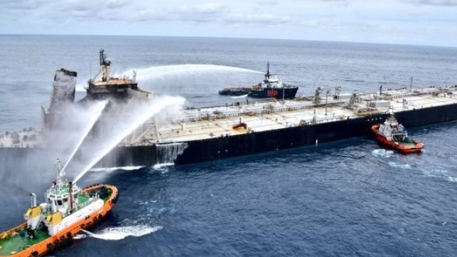 fire extinguished on the tanker off Sri Lanka