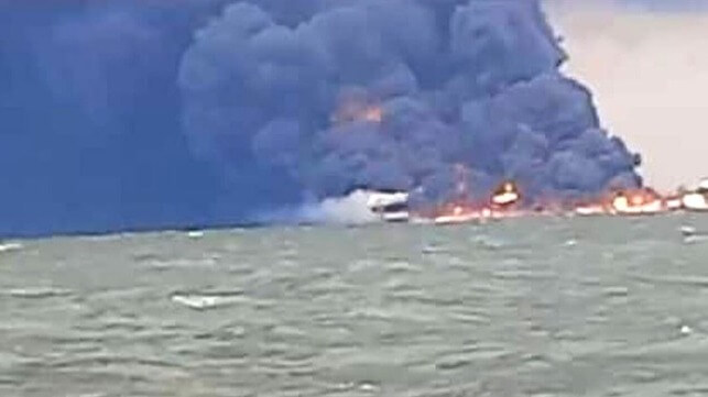 oil storage platform fire