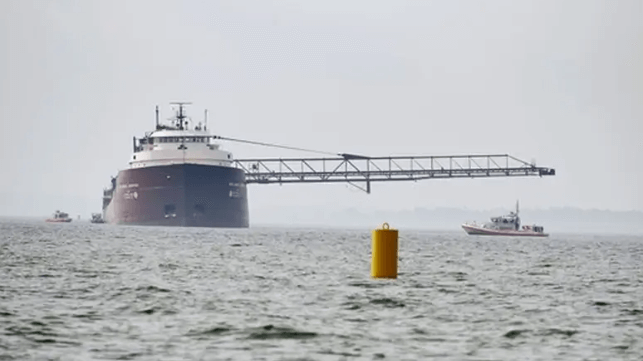 The Oberstar at anchor after the grounding (USCG)