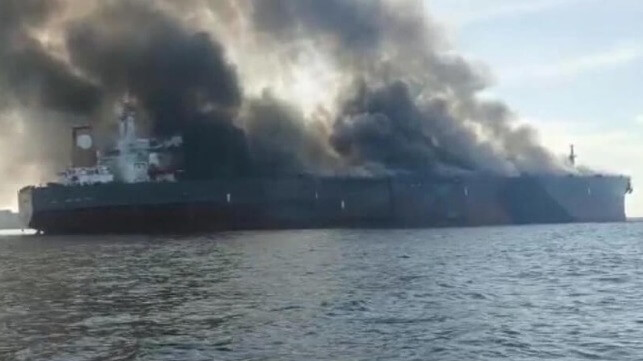 tanker fire off Malaysia