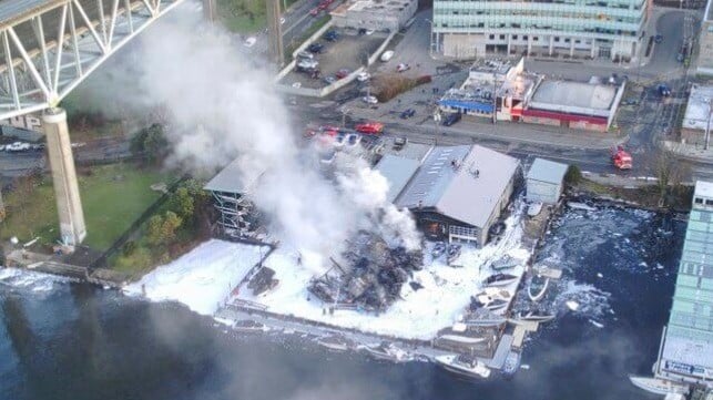 Boat fire on Seattle Ship Canal