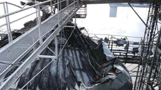 Ukrainian grain terminal damaged by Russian missile strike