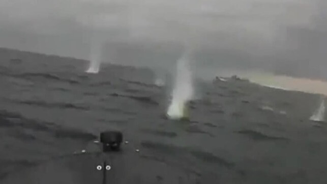 video of drone boat making evasive maneuvers