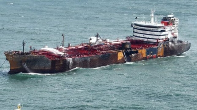 fire-damaged tanker