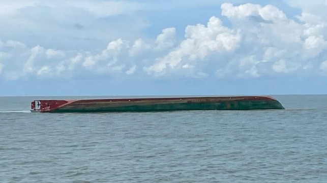 overturned cargo ship