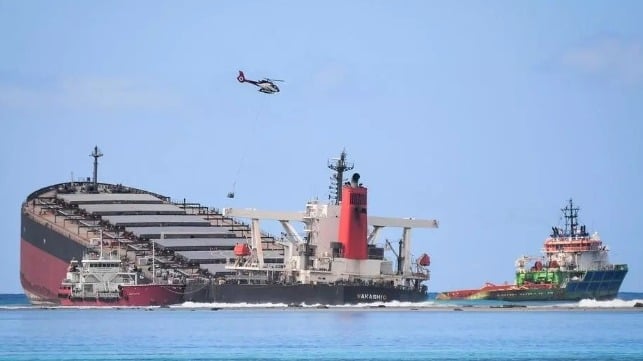 acquisitions in Mauritius over oil spill from grounded bulk carrier Wakashio