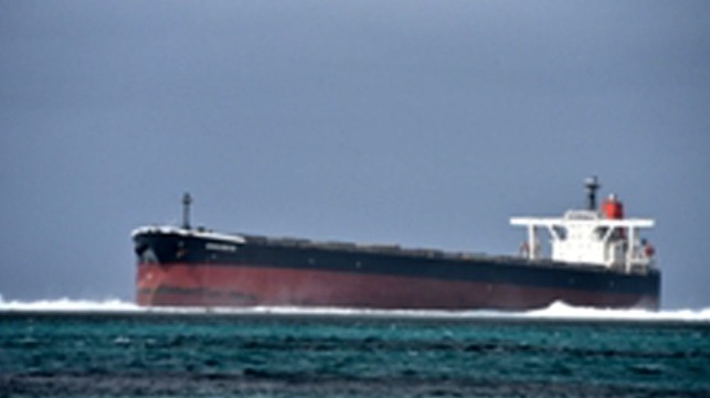 grounded bulker leaking oil causing environmental disaster