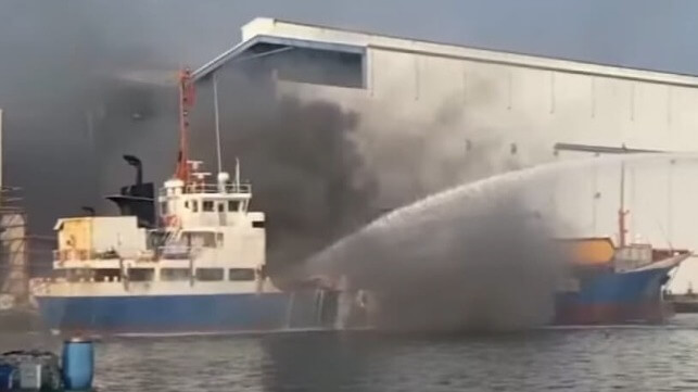 fire on Chinese cargo ship