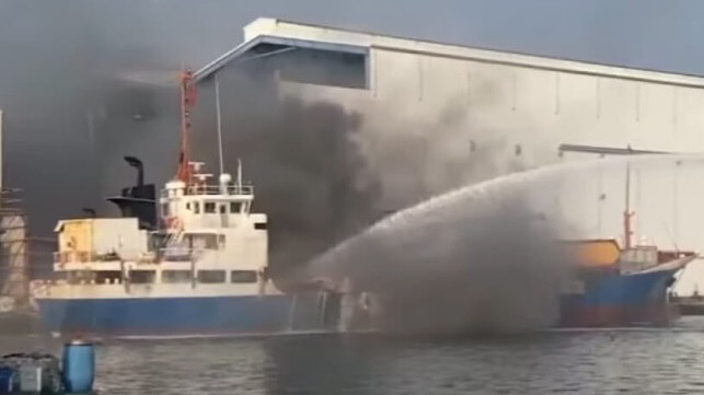 fire on Chinese cargo ship