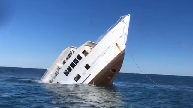 Video: Small Cruise Ship Sunk as Artificial Reef Off Delaware