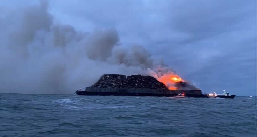 Photos: Deck Barge Catches Fire in Delaware River