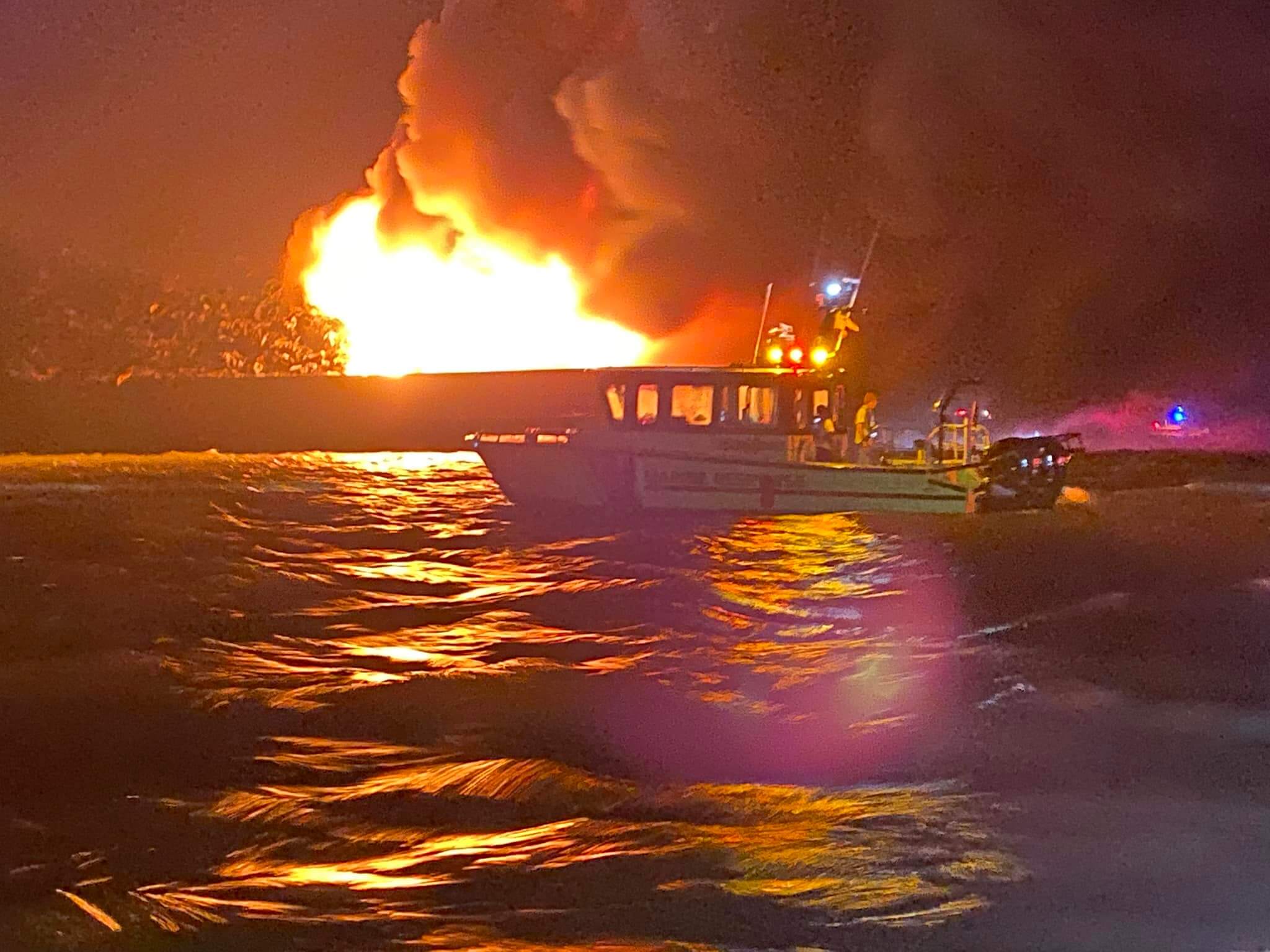 Photos: Deck Barge Catches Fire in Delaware River