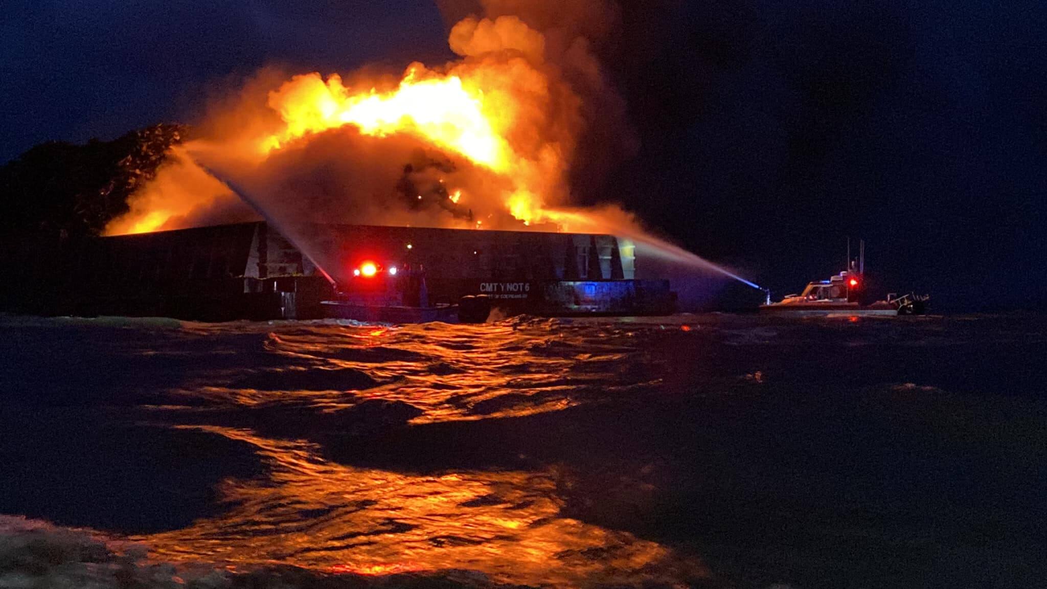 Photos: Deck Barge Catches Fire in Delaware River