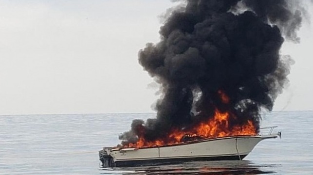 burning boat off channel islands