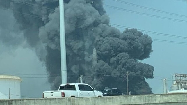 Shell Discharges Untreated Firefighting Water From Massive Blaze HCSO photo of Deer Park smoke plume