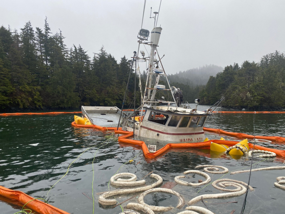 Photos: Fuel Cleanup Under Way After Fishing Vessel Sinks Off Sitka