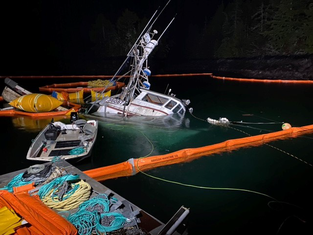 Photos: Fuel Cleanup Under Way After Fishing Vessel Sinks Off Sitka