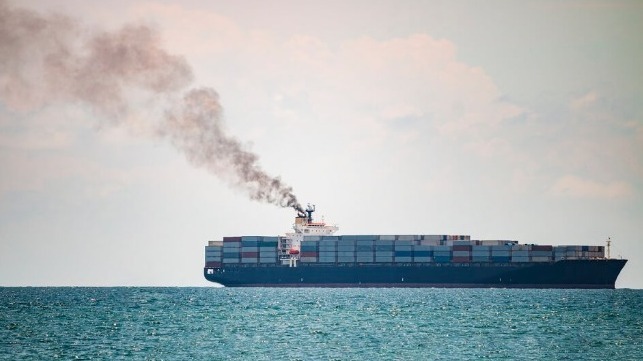 Container ship smoke