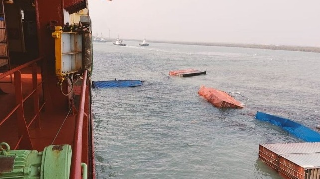 Drifting containers in the water