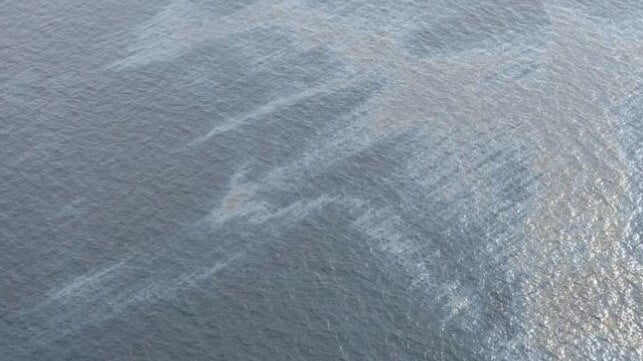 Sheen near the abandoned MC20 well, 2018. The U.S. Coast Guard stepped in after the operator walked away and organized the cleanup (USCG file image)