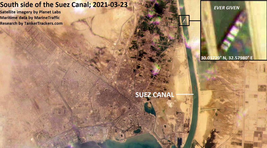 Suez Canal Traffic Snarled After Megamax Boxship Runs Aground