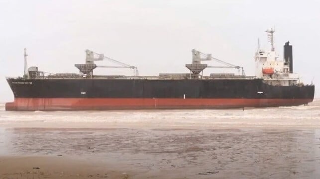 vessel aground in typhoon