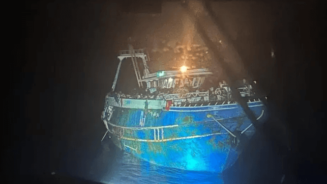 Adriana on the night of the sinking (Hellenic Coast Guard)